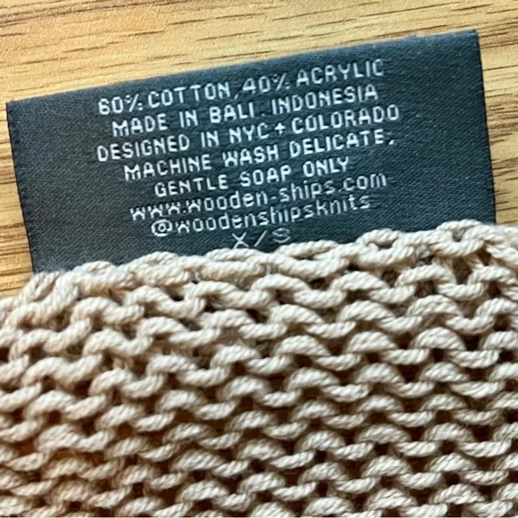 Wooden Ships Rainbow LOVE Spellout Relaxed Knit Khaki Beach Sweater oversized XS - Picture 4 of 4